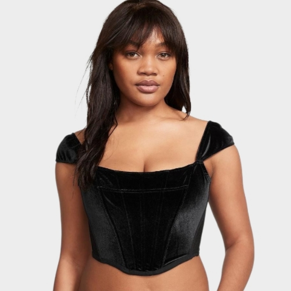 Victoria Secret Dream Angels Black Velvet Corset Top
